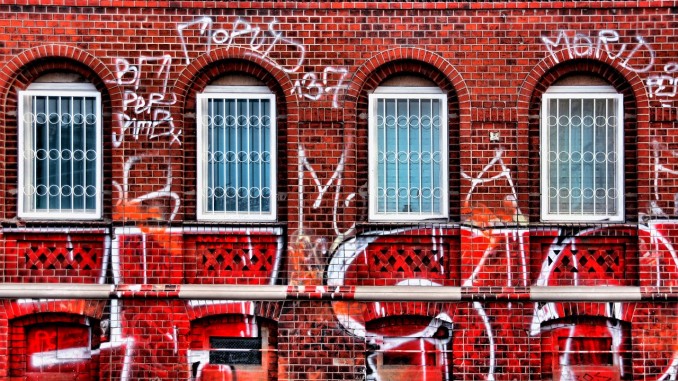 Graffiti Red Building Graffiti Red Building
